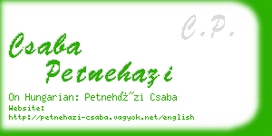 csaba petnehazi business card